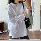 Long-sleeve Plain Loose-fit T-shirt White - One Size