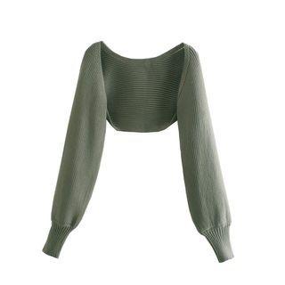 Set: Open-front Cropped Cardigan + Tube Top