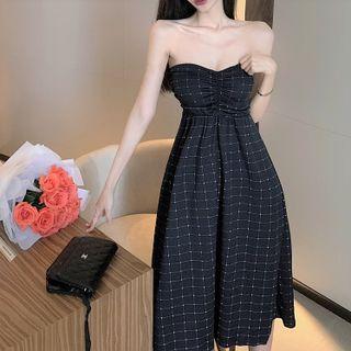 Plaid Polka-dot Tube Dress