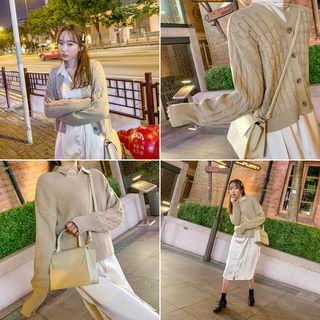 Two-way Colored Cable Knit Cardigan