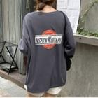 Long-sleeve Round-neck Lettering Top