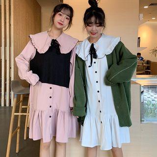 Frilled Collar Shirtdress