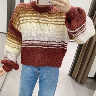 Oversized Cropped Striped Sweater