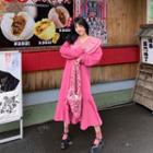 Ruffled Sweatshirt Dress Pink - One Size