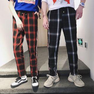 Couple Matching Cropped Plaid Pants
