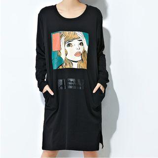 Printed Long Sleeve T-shirt Dress