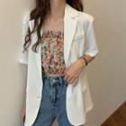 Short-sleeve Single Breasted Blazer / Floral Tube Top