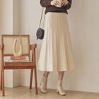 A-line Wool Blend Cable-knit Skirt