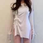 Drawstring Long-sleeve T-shirt / Boot-cut Pants
