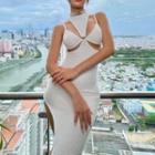 Cut-out Side-vent Bodycon Dress