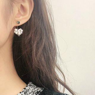 Rhinestone Faux Pearl Heart Swing Earring