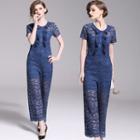 Short-sleeve Lace Jumpsuit