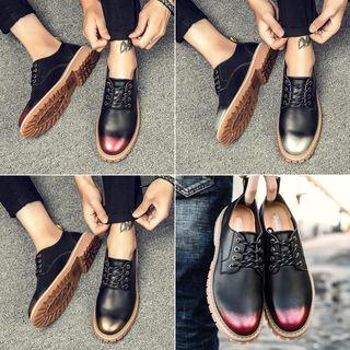 Lace-up Panel Stitched Oxfords
