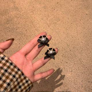 Faux Pearl Stud Earring 1 Pair - 925 Silver - Black - One Size