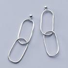 925 Sterling Silver Interlocking Oval Dangle Earring 1 Pair - S925 Silver - Silver - One Size
