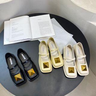 Square Toe Studded Mary Jane Shoes