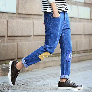 Embroidered Patched Jeans