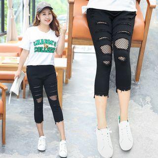 Mesh Panel Ripped Skinny Jeans