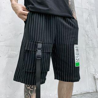 Striped Buckled Cargo Shorts