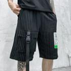 Striped Buckled Cargo Shorts