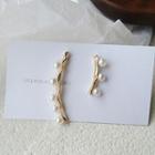 Non-matching Faux Pearl Dangle Earring 1 Pair - 925 Silver Earring - Gold - One Size