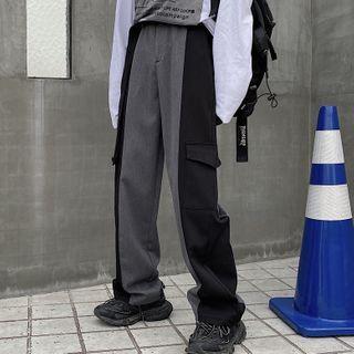 Two-tone Wide Leg Cargo Pants
