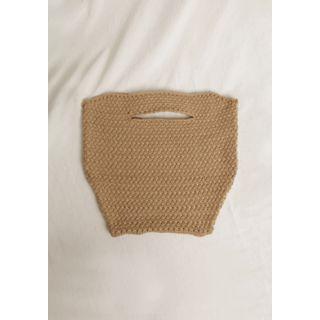Trapezoid Waffle-knit Shopper Bag