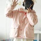 Hooded Padded Coat Pink & Gray - One Size