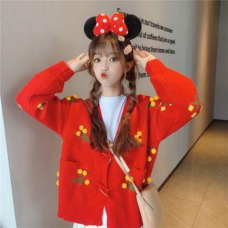 Floral Accent Toggle Knit Jacket