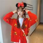 Floral Accent Toggle Knit Jacket