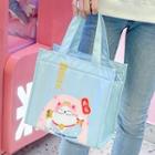 Fortune Cat Print Insulated Lunch Bag Lucky Cat - Blue - S