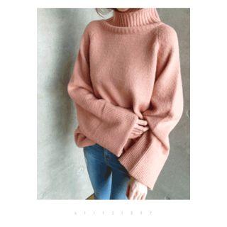 Turtle-neck Wide-sleeve Sweater