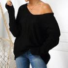 One-shoulder Sweater Black - One Size