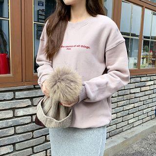 Brushed-fleece Lined Letter-printed Sweatshirt Pink - One Size