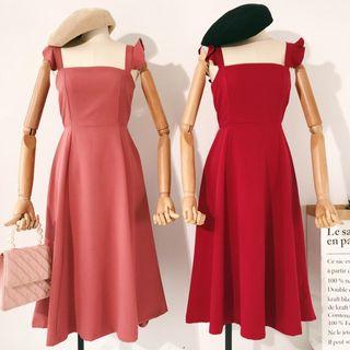 Sleeveless Ruffle-trim Midi A-line Dress