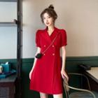 Puff-sleeve Double-breasted Blazer Dress