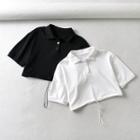 Elbow-sleeve Drawstring-cuff Polo Shirt