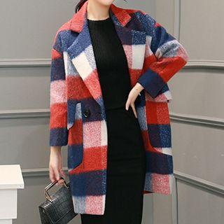 Plaid Woolen Long Coat