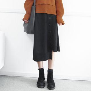 Two-tone Asymmetric Midi Skirt