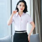 Short-sleeve Dress Shirt / Mini Pencil Skirt