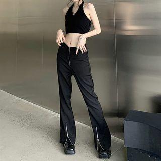 Halter Camisole Top / Zip Loose Fit Pants / Set