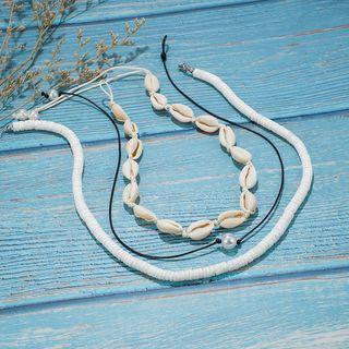 Set: Faux Pearl / Shall Choker (assorted Designs) 8529 - One Size