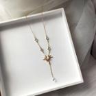 Faux Crystal Alloy Sun Pendant Necklace 1 Piece - As Shown In Figure - One Size