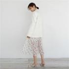 Band-waist Floral Print Pleated Skirt