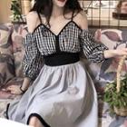 Off Shoulder Elbow-sleeve Dress