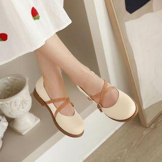 Heart Buckle Cross Strap Mary Jane Flats