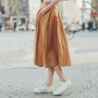 Linen A-line Midi Skirt
