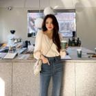 Sweetheart-neck Balloon-sleeve Blouse