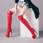 Platform Over-the-knee Patent Stiletto Boots