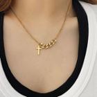 Cross Pendant Stainless Steel Necklace Gold - One Size